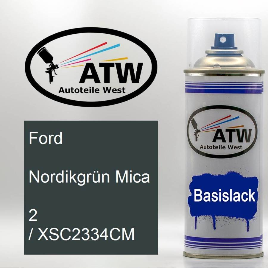 Ford, Nordikgrün Mica, 2 / XSC2334CM: 400ml Sprühdose, von ATW Autoteile West.